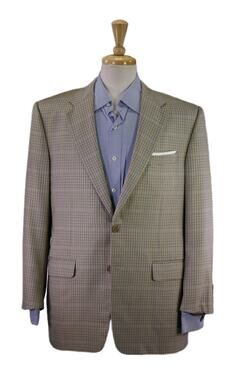 Hickey Freeman Madison Tan Blue Gold Wool Silk Sportcoat Blazer 40R